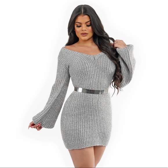 Grey Sweater Mini Dress - Picture 4 of 5